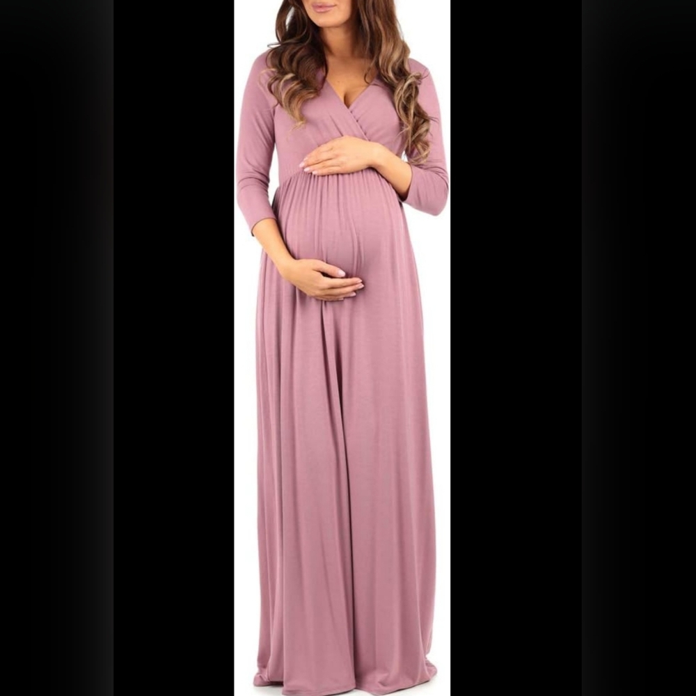 Mother Bee Mauve Dusty Rose Maternity Dress Size Small